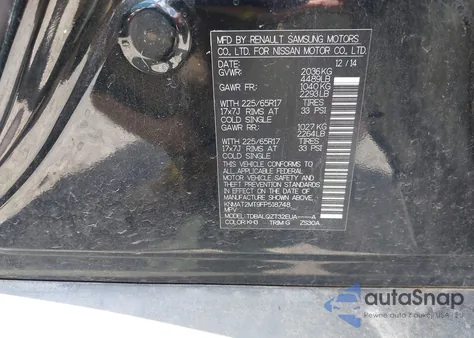 2015 Nissan Rogue Sv z USA, uszkodzony, nr VIN KNMAT2MT9FP518748